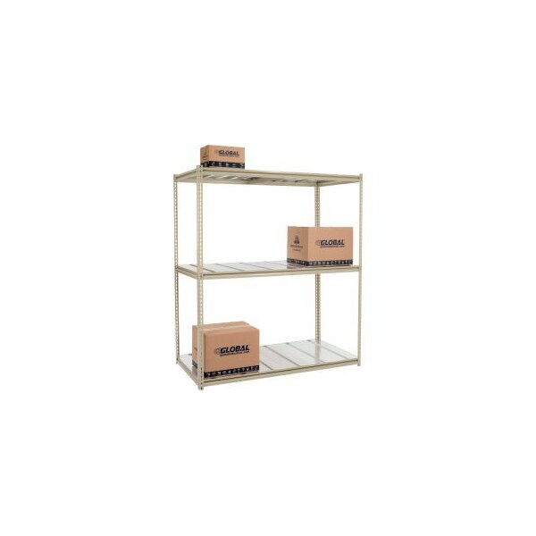 Global Equipment High Cap. Starter Rack 72Wx48Dx96H 3 Levels Steel Deck 1000lb Per Shelf Tan 716831 - main
